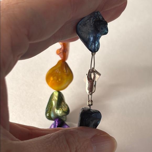 Multicolor Rainbow Freshwater Pearl Bracelet 8” - Picture 3 of 6